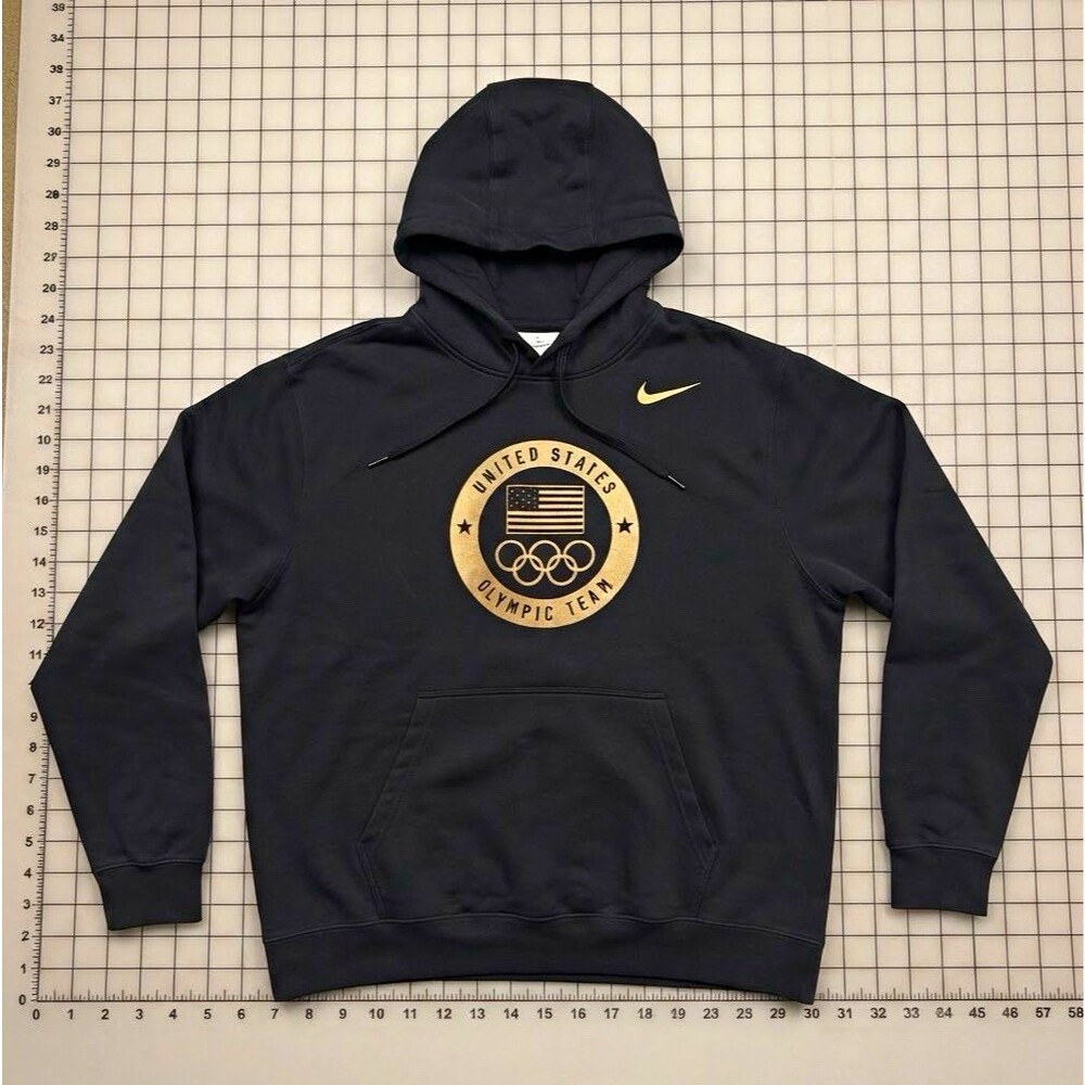 Nike United States Olympic Team Pullover Hoodie Black/Gold Logo 2XL